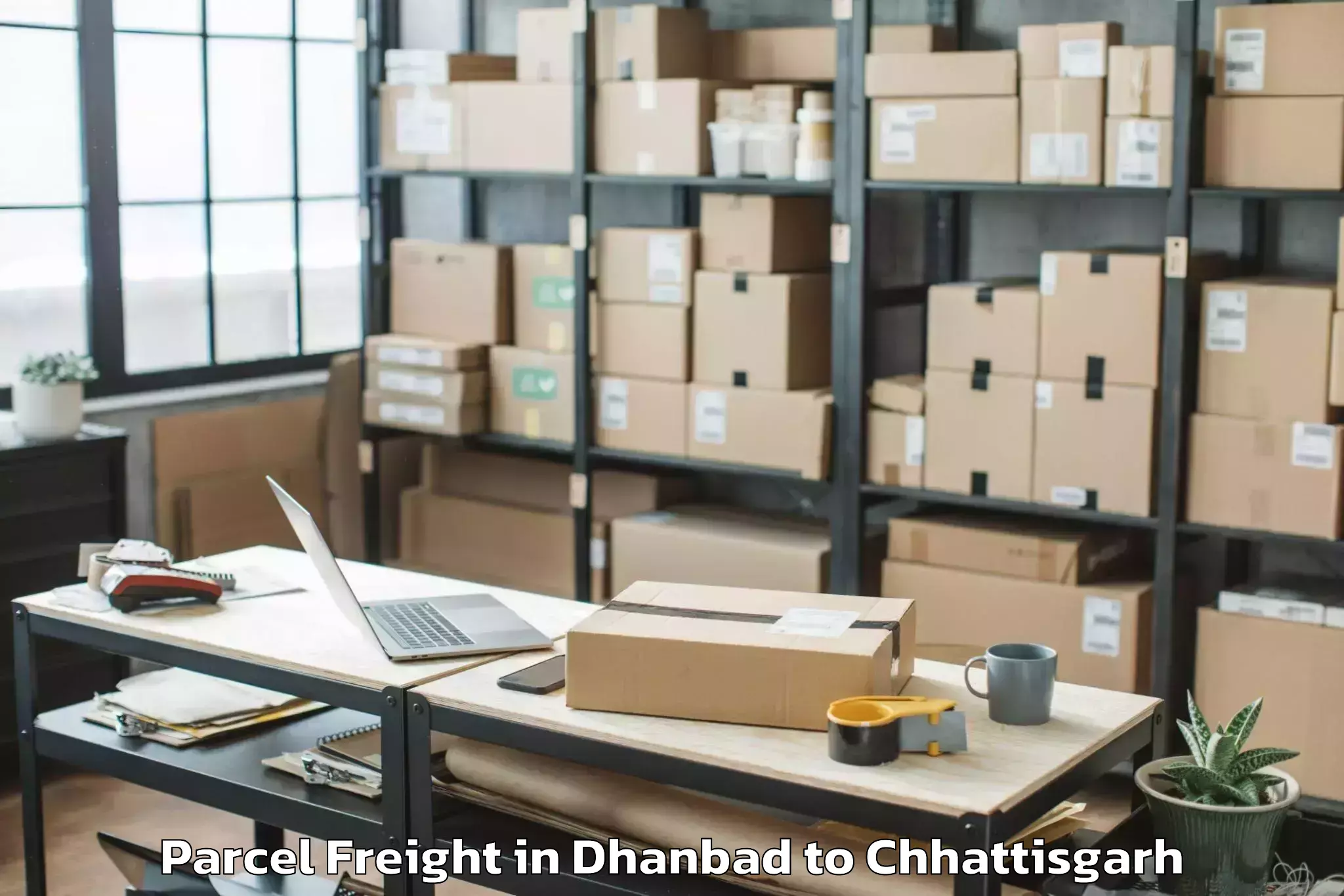 Get Dhanbad to Isbm University Gariyaband Parcel Freight